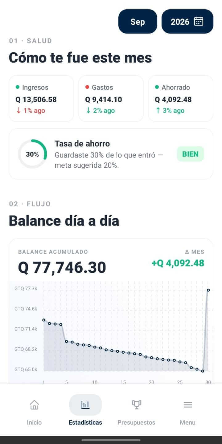 App móvil · Salud financiera del mes