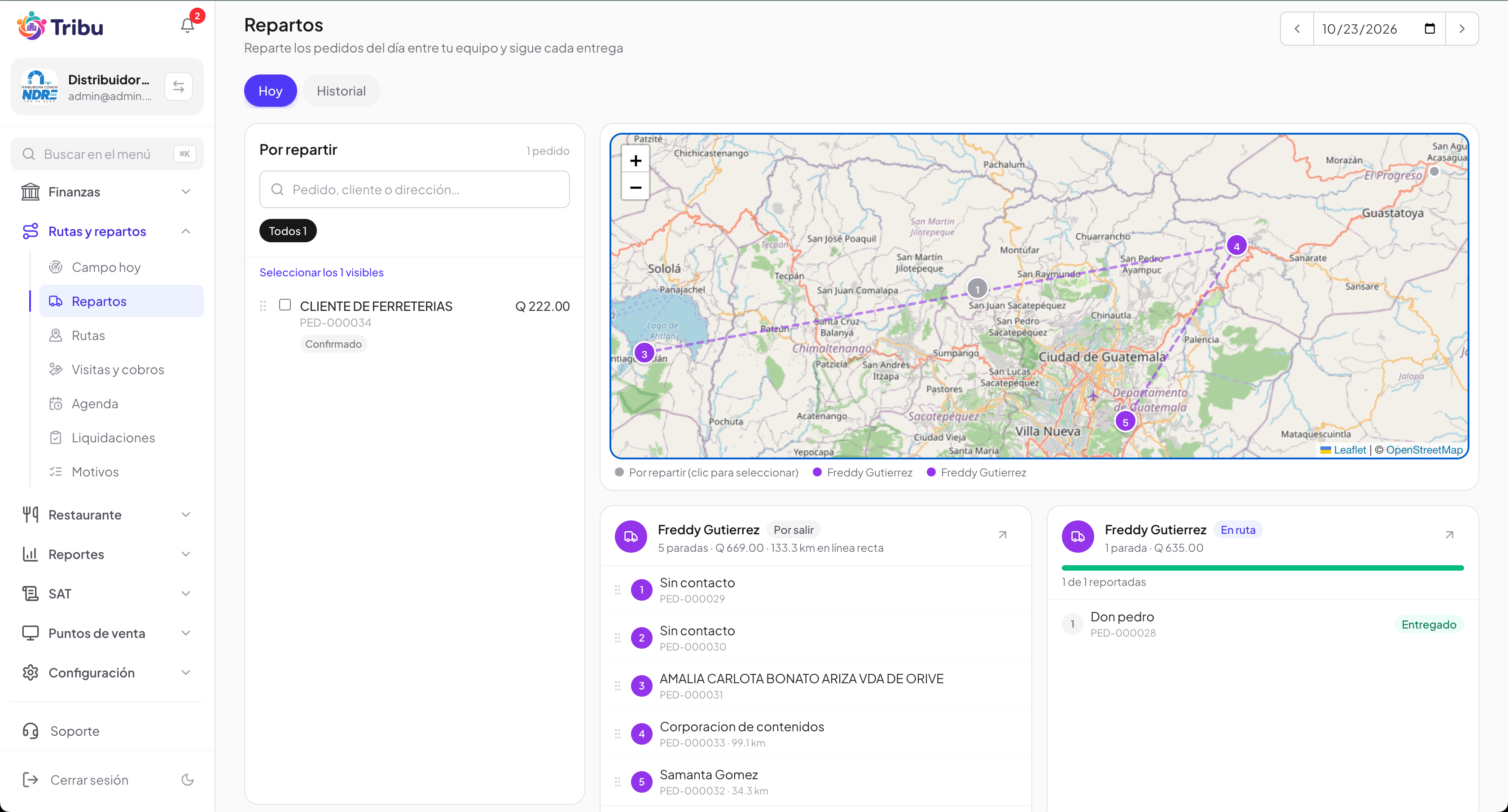 WebApp · Repartos del día en el mapa